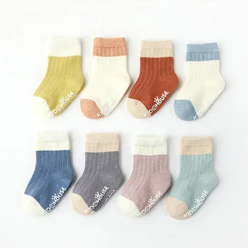 0-3 Yıl Sonbahar Kış Bebek Çorap Düz Renk Bebek Bebek Kat Çorap Yumuşak Pamuk kaymaz Toddler Çorap Kızlar için