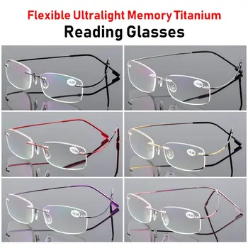 1 adet Mukavemetli + 10~ + 40 Esnek Gözlük Ultralight Çerçevesiz okuma gözlüğü Presbiyopik Gözlük Bellek Titanyum