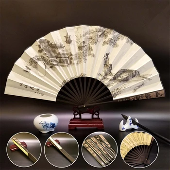 1 adet Vintage İpek yelpaze Çin Tarzı Bambu Dans El Fan Düğün Parti Ev Dekorasyon Süsler