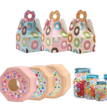 1 paket Çörek Şeker Torbaları Kurabiye Ambalaj Kutuları Çocuklar için Çörek Mutlu Doğum Günü Partisi Kaynağı Düğün DIY El Sanatları Süslemeleri