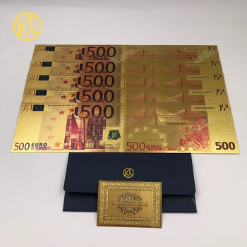 10 adet/grup Euro500 Renkli Avrupa Hatıra Banknot Para 500 Euro Banknot 24K Altın Folyo Sahte Para Hediyeler İçin