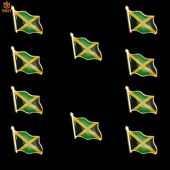 10 ADET Karayip Jamaika Ülke Bayrağı Pimleri Metal Emaye Kovboy Ceket / seyahat sırt çantası Giyilebilir Düğme Rozet Broş Takı