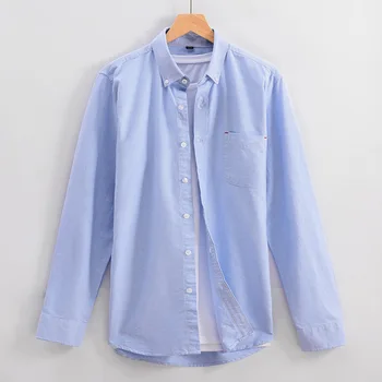 100 % Pamuk Oxford Uzun Kollu Hiçbir Solmaya Rahat Moda Slim Fit Erkek Sosyal Gömlek