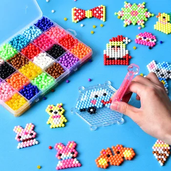1000 Adet / kutu DIY Su Sprey Sihirli Boncuk El Yapımı oyuncak seti çocuk Renk kristal boncuklar Bulmaca Zanaat Kiti Hediye Çeşitli Fasulye Oyuncaklar