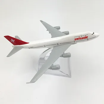 16cm Alaşım Uçak Modeli Simülasyon Uçağı İsviçre Havayolları Boeing 747 Uçak Modeli Diecast Uçak Oyuncak Uçak Uçağı Çocuk