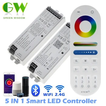 2.4 G 5 İN 1 LED Denetleyici Tuya WiFi Dimmer CCT RGB RGBW RGB + CCT LED Şerit akıllı kontrolör RF Kablosuz Uzaktan Kumanda 12V 24V