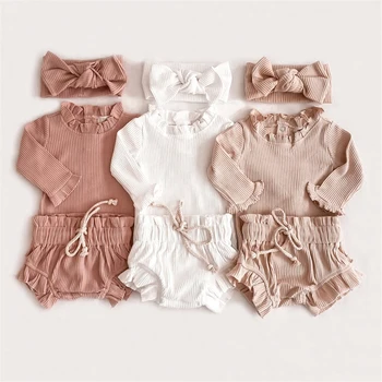 2 Adet Bebek Bebek Kız Giysileri Set Pamuk Fırfır Yenidoğan Kız Romper Tops + Gaf Bebek Kıyafetleri İlkbahar Yaz Bebek Kız Giyim