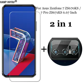 2-in - 1 Temperli Cam Asus Zenfone 7 İçin ZS670KS / 7 Pro ZS671KS Kamera Lens Koruma Filmi + Ön Ekran Koruyucu