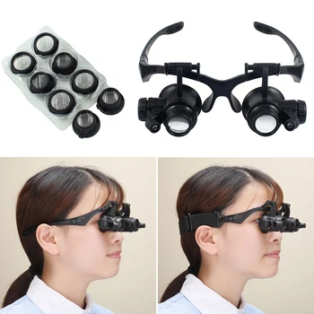 2021 10X / 15X / 20X / 25X Lens Gözlem Kafa Giyen Büyüteç Gözlük Loupes LED Kafa Bandı Gözlük Büyüteç Tamir