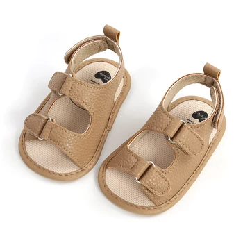 2021 Bebek Kız Erkek Sandalet Yumuşak Deri Kaymaz Kauçuk Taban Bebek Yaz Açık Ayakkabı Toddler İlk Yürüyüşe 0-18 Ay