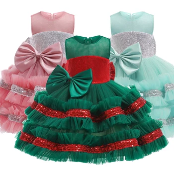 2022 Bebek Kız Giysileri Noel Elbise Doğum Günü Partisi Prenses Çocuk Düğün Kostüm Vestidos 1-6Y