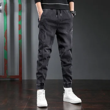 2022 Kış Kot Erkekler Siyah Slim Fit Streç Pantolon Kot günlük pantolon Erkek Artı Boyutu 4XL 5XL