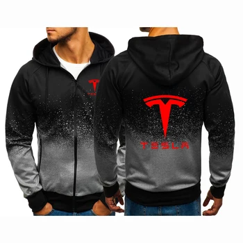 2022 Tesla Logosu İlkbahar ve Sonbahar erkek Baskı Fermuar ceketler Adam Tişörtü Degrade Renk Yüksek sokak Mont Hoodies