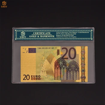 24 k Altın Kaplama Avrupa Para Birimi 20 Euro Para Altın Folyo Çoğaltma Gerçek Banknot Kağıt Para Not Koleksiyonu