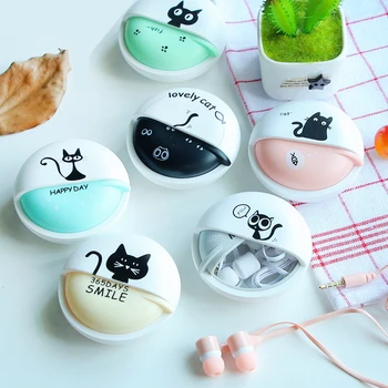 3.5 mm kulak Kulakiçi Sevimli Kedi kitty Kulaklık Anime Karikatür Kedi mikrofonlu kulaklık iphone Samsung Xiaomi için Çocuklar Kız hediye