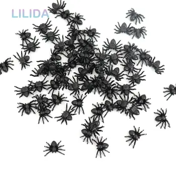 30/50/100 adet Korku mini Örümcek Perili ev Örümcek Web Dekorasyon Malzemeleri Simülasyon Zor Oyuncak Çocuklar Cadılar Bayramı Dekorasyon