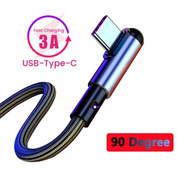 3A 90 Derece USB C Kablosu Alaşım Tipi C Veri Kablosu Samsung Huawei Xiaomi İçin USB-C Hızlı şarj kablosu mikro USB Tip-C Kablosu