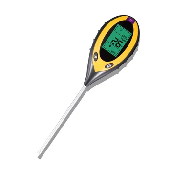 4 in1 Bitki Toprak PH test cihazı Nem İşık Ölçer Termometre Sıcaklık Güneş Işığı Nem asitlik test cihazı Bahçe Tarım İçin