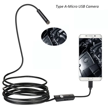 5.5 mm Lens 1 M/2 M Yumuşak Tel Android USB Endoskop Kamera USB Boru muayene endoskobu OTG USB Borescope Kamera Mini Kamera