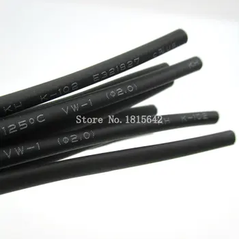 5 Metre / GRUP siyah 2mm ısı Shrink Heatshrink daralan boru tüp Sleeving Wrap tel siyah renk