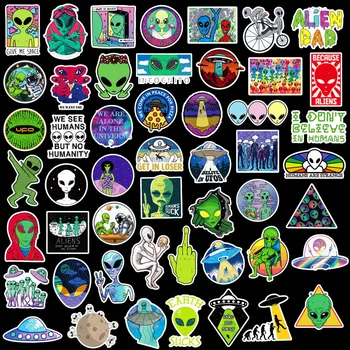 50 ADET Dış Uzay Çıkartmalar Çocuklar için Alien UFO Astronot Roket Sticker Laptop Kupası Araba Motosiklet Dizüstü Çocuklar Klasik Oyuncak