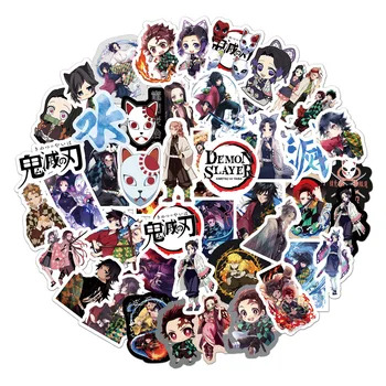 50 adet iblis avcısı Anime Çıkartmalar Bagaj Gitar Kaykay Kask Sticker Sevimli Etiket Paketi telefon kılıfı Kawaii Ambalaj
