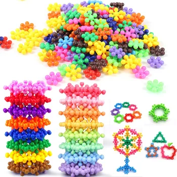 60 Adet Renkli 3D Erik Çiçeği Yapı Taşları Tuğla Eğitici Oyuncaklar Plastik Montaj Birbirine çocuklar için yap-boz