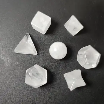 7 adet Kristal Kuvars Platonik Katılar Kutsal Geometrik Set Kristal Geometrik Set