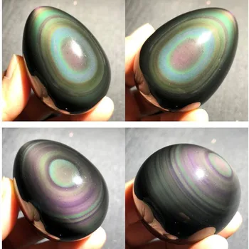 90-110g Doğal kristal renk obsidyen yumurta ev dekor