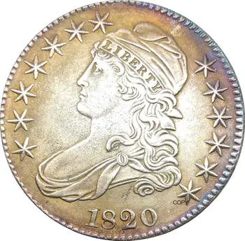 Amerika Birleşik Devletleri 50 Sent ½ Dolar Liberty Kartal Kapaklı Büstü Yarım Dolar 1820 Cupronickel Kaplama Gümüş Kopya Para
