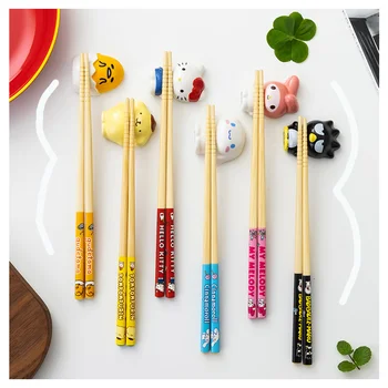 Anime Karikatür Ev Bambu Çubuklarını Sanrioed Benim Melodi Purin Köpek Cinnamoroll Yaratıcı yemek çubuğu tutucu Seti Mutfak Malzemeleri