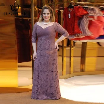 Anne Gelin Elbiseler Yarım Kollu Dantel Düğün Parti Elbise Şifon Kat Uzunlukta Artı Boyutu Anne Elbise Düğün için