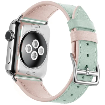 Apple Watch 6 3. 4. 5 Çift Renk İçin ev-26bx Kebitt Hakiki Deri erkek Tek bir Tur Bant 38 mm 40 mm 520 44mm Kayış 