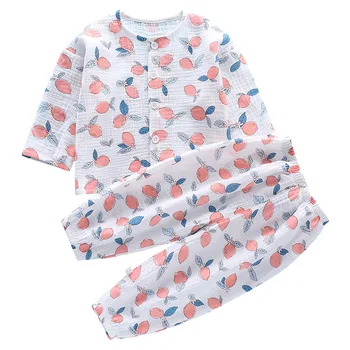 Bebek Erkek Kız Takım Elbise Çocuklar Muslin Pamuk Ev Giyim Kıyafet Seti Üç Çeyrek kollu üst + Pantolon Yumuşak Pijama 2 ADET 0-7T
