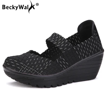 BeckyWalk Bahar Kadın Sandalet platform ayakkabılar Kadın Yaz Dokuma Ayakkabı Düz Kama Ayakkabı Kadın Çok Renkler Bayanlar Ayakkabı WSH2898