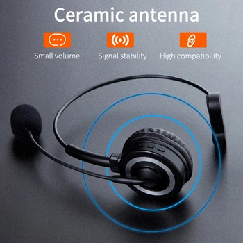 Bluetooth uyumlu çağrı merkezi kulaklığı Eller Serbest Kablosuz mikrofonlu kulaklıklar Gürültü İptal Skype Çağrı Merkezi için 17h Konuşma