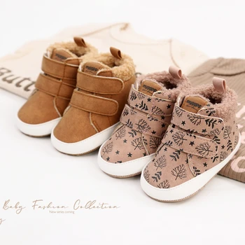 Bobora Bebek Erkek Kız Yüksek Üstleri Sneakers Yumuşak Kaymaz Taban Kadife Üst Yenidoğan İlk Yürüyüş Ayakkabıları Bir Çorap