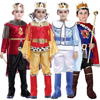 Cadılar bayramı Pelerin Taç Kemer Prens Erkek Kral Kostümleri Cosplay Çocuk Boys doğum günü partisi elbisesi Kostümleri Hiçbir Asa