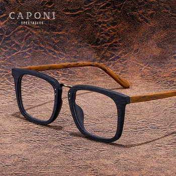CAPONI ahşap gözlük çerçeve erkekler için marka tasarımcısı el yapımı gözlük Anti mavi ışık özelleştirilmiş reçete gözlük JF7085