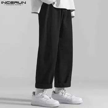 Casual Streetwear Stil Pantalon INCERUN erkek Basit Pantalon Moda Katı Pantolon Gevşek Rahat Erkek Uzun pantolon S-5XL