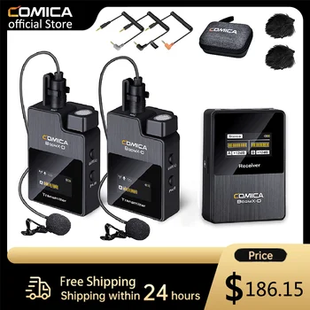 Comica BoomX-D 2.4 G Kablosuz Mikrofon Çift kanallı Yaka Mikrofonu Kondenser Yaka Mikrofonu PC Smartphone İçin Kamera Youtube