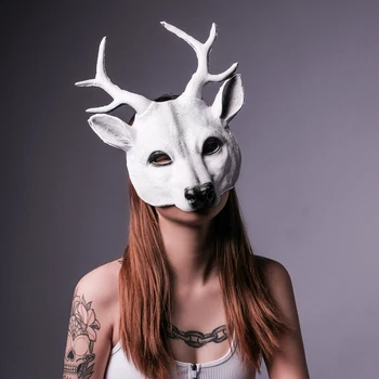 Cosplay Geyik Maskesi 3D Hayvan Maskesi PU Köpük Kişiselleştirilmiş Hediye Kadın Erkek Karnaval Parti Rave Kulübü Rol Oynamak Maskeleri