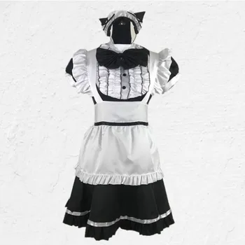 Cosplay Kadın Kawaii Hizmetçi Elbise Siyah Fırfır Kedi Kulaklar Animasyon Kostüm 2021 Kadın Sevimli Vintage Japonya Akihabara Streetwear Seksi