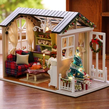 CUTEBEE DIY Dollhouse Ahşap Minyatür Bebek Evi Mobilya Oyuncaklar Çocuklar İçin noel hediyesi