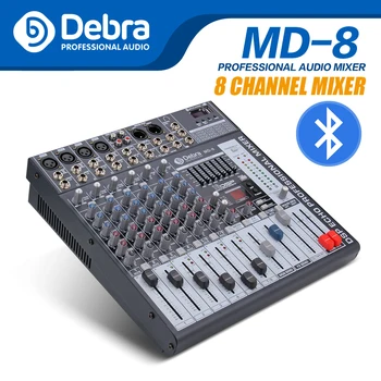 Debra Ses MD-8 8 Kanallı ses mikseri dj denetleyici Ses Kartı 24 DSP Etkisi USB Bluetooth XLR Jack Aux Girişi