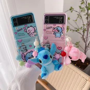 Disney Dikiş çizgi film bebeği Bilezik Telefon samsung kılıfı Galaxy Z Flip 3 4 5G ZFlip3 ZFlip4 Flip3 Flip4 Darbeye Dayanıklı Kapak