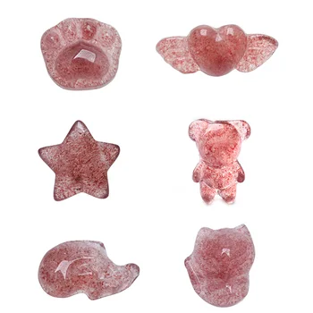 Doğal güzel çilek kristal taş el oyması sevimli kedi pençe yunus tavşan ayı yıldız pixiu Moda hediyeler için
