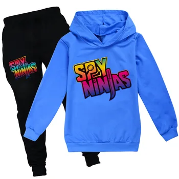 Drop Shipping Kız giyim setleri Çocuk Doğum Günü takım elbise Erkek Eşofman Çocuklar CASUS Ninjalar Spor Hoodies Üst + Pantolon Takım Elbise Rahat