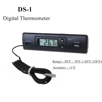 DS-1 Dijital Termometre lcd ekran Oto Araba Kapalı / Açık Termometre Saat Ölçer Metre C / F Anahtarı İle 1.5 M Prob 40 % Kapalı