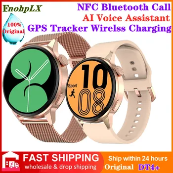 DT4 + akıllı saat NFC Bluetooth Çağrı AI Ses Asistanı Şifre GPS İzci Kablosuz Şarj Kadın Erkek EKG Monitör Smartwatch